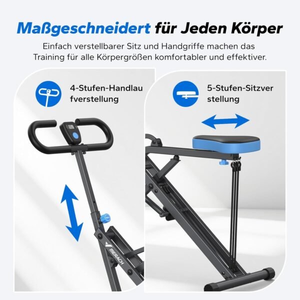 MERACH-Squat-Maschine für Gesäßtraining, faltbares Trainingsgerät mit einstellbarem Widerstand, Beintrainingsgerät mit 350 Pfund Gewichtskapazität, Rudergerät - Image 2