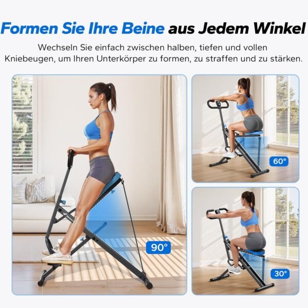 MERACH-Squat-Maschine für Gesäßtraining, faltbares Trainingsgerät mit einstellbarem Widerstand, Beintrainingsgerät mit 350 Pfund Gewichtskapazität, Rudergerät - Image 3