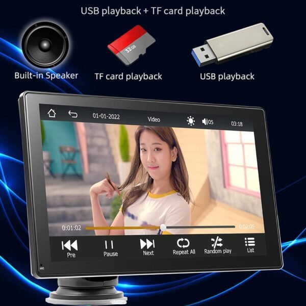 Kabelloser Autobildschirm, 7 Zoll, Musik / Spiegelverbindung / Navigation für alle Autos, die Rückfahrkamera muss mit dem entsprechenden Kabel im Fahrzeug verbunden werden, neu für 2025 - Image 2